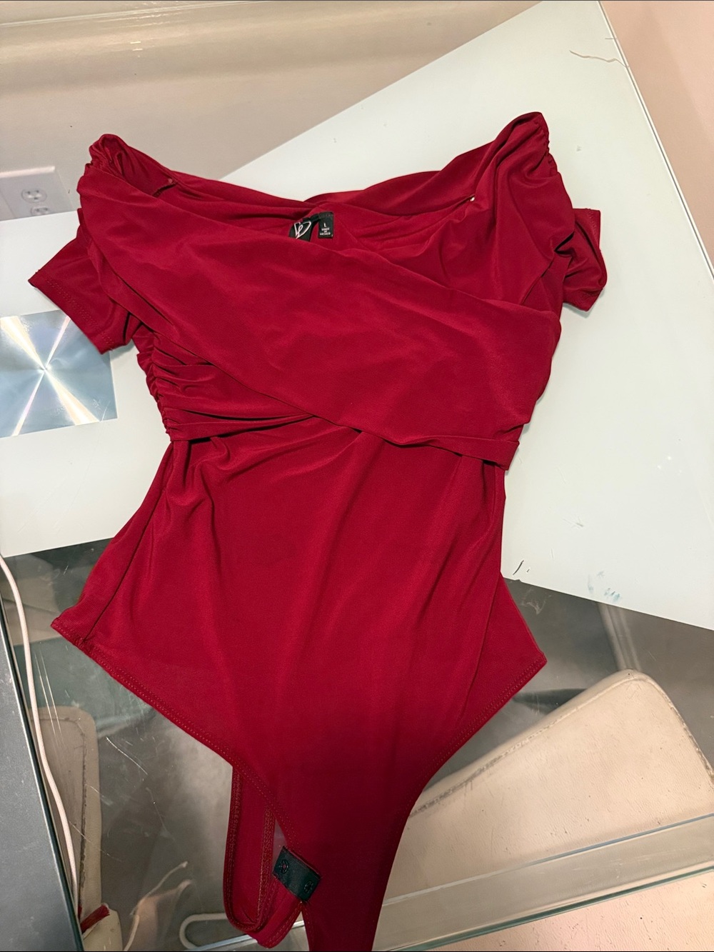 DEVON WINDSOR Red One-Shoulder Bodysuit Dress